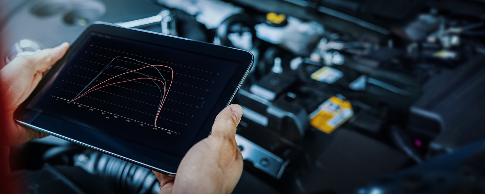 Car Engine Ecu Remapping And Diagnostics. Mechanic Using Digital